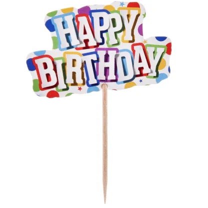 Set 12 scobitori Happy Birthday cu bulinute