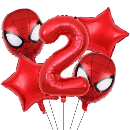 Set aranjament bundle 5 baloane figurina Spiderman, cu Cifra 100 cm, rosie - imagine 3