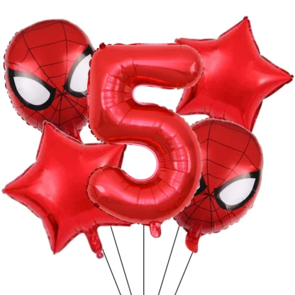 Set aranjament bundle 5 baloane figurina Spiderman, cu Cifra 100 cm, rosie - imagine 6