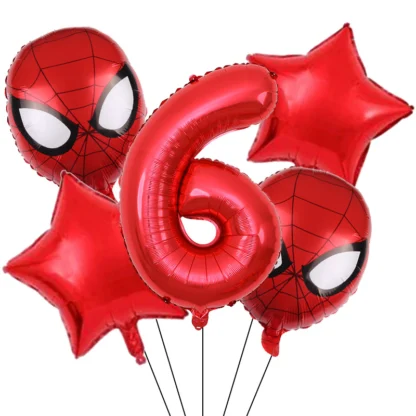 Set aranjament bundle 5 baloane figurina Spiderman, cu Cifra 100 cm, rosie - imagine 7