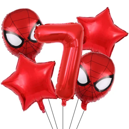 Set aranjament bundle 5 baloane figurina Spiderman, cu Cifra 100 cm, rosie - imagine 8