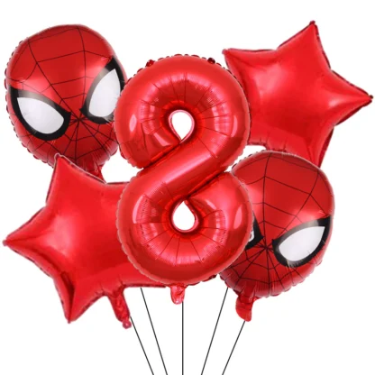 Set aranjament bundle 5 baloane figurina Spiderman, cu Cifra 100 cm, rosie - imagine 9