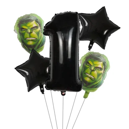 Set aranjament bundle cu cifra neagra si figurina cap Hulk verde - imagine 2