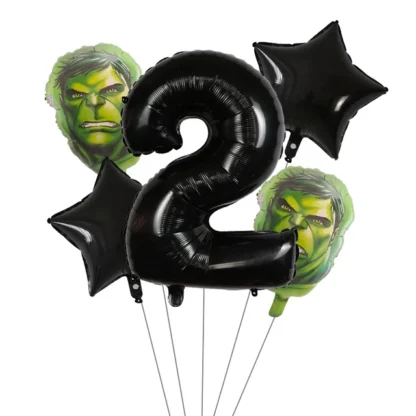 Set aranjament bundle cu cifra neagra si figurina cap Hulk verde - imagine 3