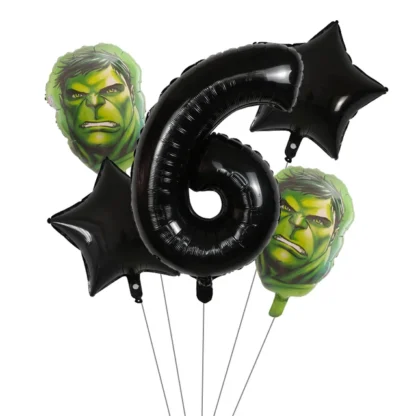 Set aranjament bundle cu cifra neagra si figurina cap Hulk verde - imagine 7