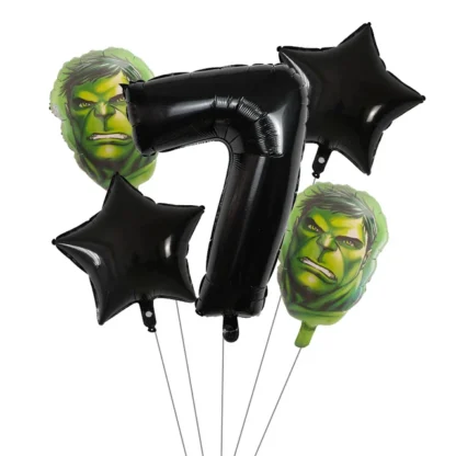 Set aranjament bundle cu cifra neagra si figurina cap Hulk verde - imagine 8