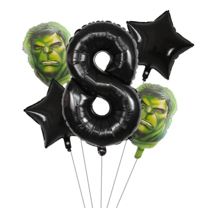 Set aranjament bundle cu cifra neagra si figurina cap Hulk verde - imagine 9