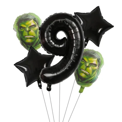 Set aranjament bundle cu cifra neagra si figurina cap Hulk verde - imagine 10