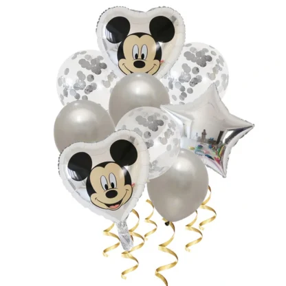 Set aranjament bundle 9 baloane Mickey-Minnie, argintiu