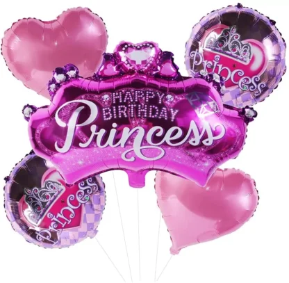 Set aranjament bundle 5 baloane folie Happy Birthday Princess