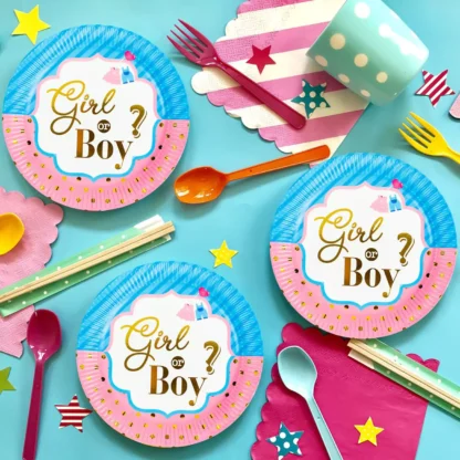 Set 6 farfurii Gender Reveal / Boy or Girl - imagine 2