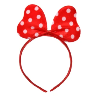 Bentita Minnie cu fundita rosie cu bulinute
