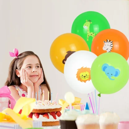Set 10 baloane latex cu animalute Jungle Party, 30 cm - imagine 2