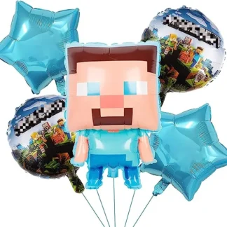 Set aranjament bundle 5 baloane Minecraft cu Steve
