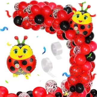 Set aranjament bundle arcada Buburuze  112 baloane folie si latex cu accesorii