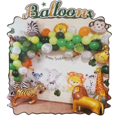 Set arcada 90 de baloane folie si latex Jungle Party