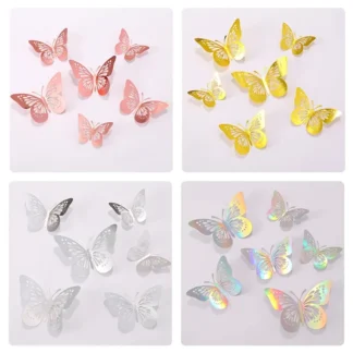 Set 4 decoratiuni Fluturasi 3D, 17 cm