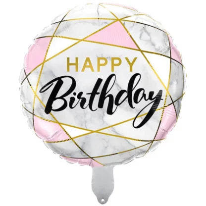 Balon folie Happy Birthday, rotund, 45 cm