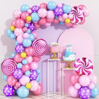 Set arcada bundle cu 99 baloane folie si latex, model Sweets Party