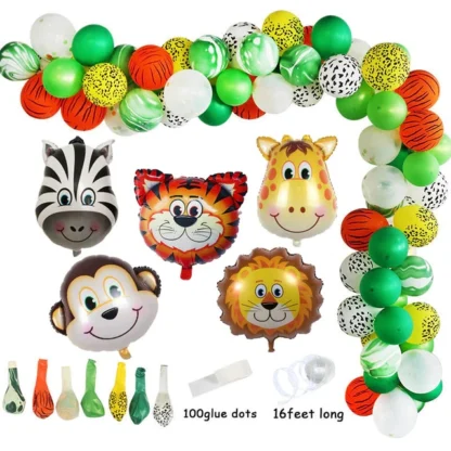 Set aranjament bundle 80 baloane folie si latex Jungle Party