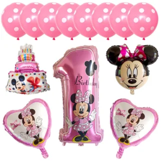 Set aranjament bundle 13 baloane cifra 1 Minnie