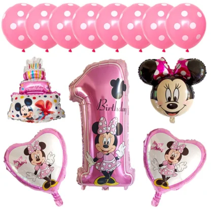 Set aranjament bundle 13 baloane cifra 1 Minnie
