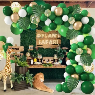 Set arcada Jungle Party, cu 140 de baloane, frunze si accesorii