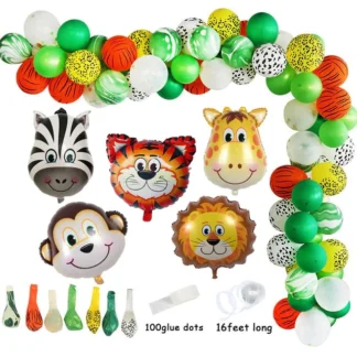 Set aranjament bundle 75 baloane folie si latex Jungle Party Animalute