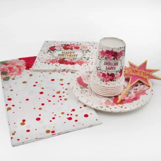 Set Petrecere Happy Birthday cu Trandafiri, 26 de piese