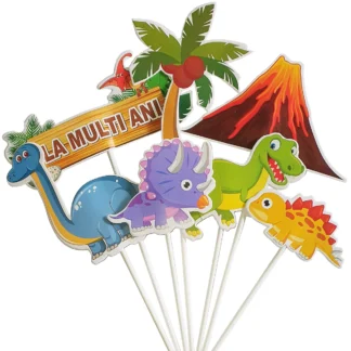 Set 7 decoratiuni tort La Multi Ani, Dino Party