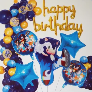 Set decor Sonic cu 51 baloane folie si latex cu decoratiuni