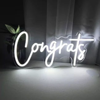 Banner luminos Led Neon CONGRATS, fundal transparent, 50 x 20 cm
