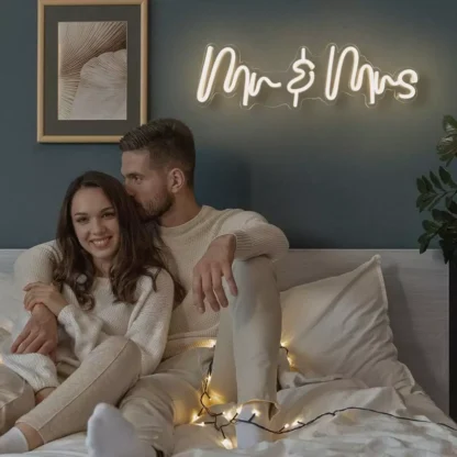 Banner luminos Led Neon MR & MRS, fundal transparent, 56 x 20 cm - imagine 2