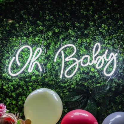 Banner luminos Led Neon OH BABY, fundal transparent, 55 x 18 cm - imagine 4