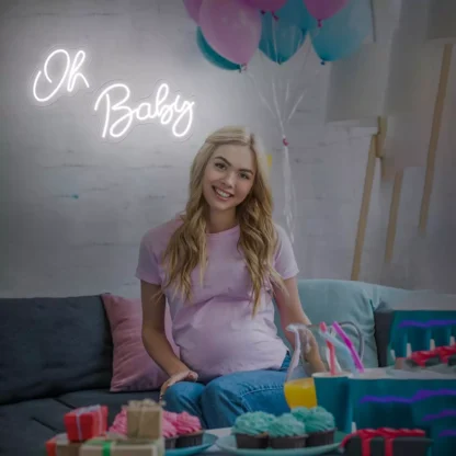 Banner luminos Led Neon OH BABY, fundal transparent, 55 x 18 cm - imagine 2