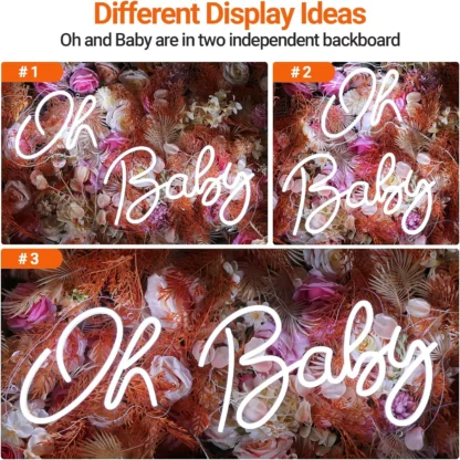 Banner luminos Led Neon OH BABY, fundal transparent, 55 x 18 cm - imagine 5