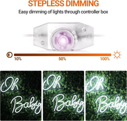 Banner luminos Led Neon OH BABY, fundal transparent, 55 x 18 cm - imagine 6