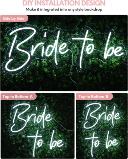 Banner luminos Led Neon BRIDE TO BE, fundal transparent - imagine 5