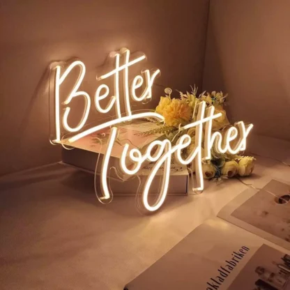 Banner luminos Led Neon BETTER TOGETHER, fundal transparent, 51 x 38 cm - imagine 2