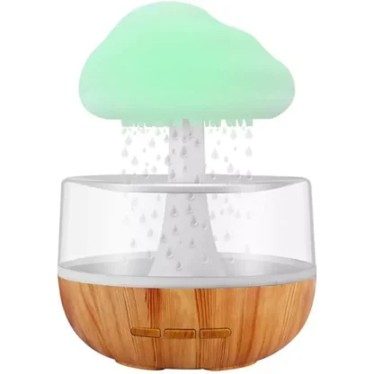 Umidificator cu picurare de apă, cu functii de difuzor de aromaterapie / uleiuri esențiale si lampa de noapte cu nor de ploaie și 7 culori