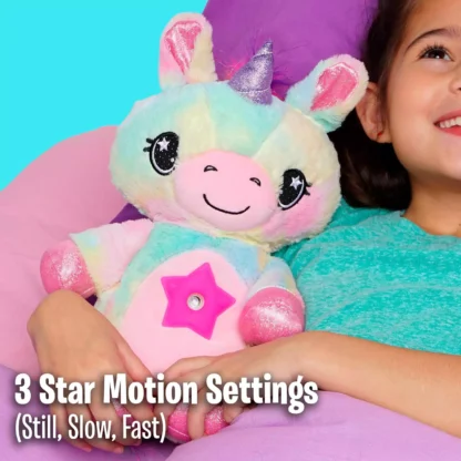 Jucarie de plus Unicorn Star Belly Dream Lites, cu proiectie de stele stralucitoare in 6 culori - imagine 8