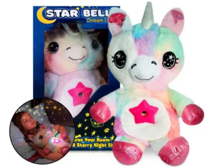 Jucarie de plus Unicorn Star Belly Dream Lites, cu proiectie de stele stralucitoare in 6 culori - imagine 9