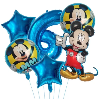 Set aranjament 6 baloane folie cu Cifra si figurina Mickey Mouse, albastru, bundle - imagine 7