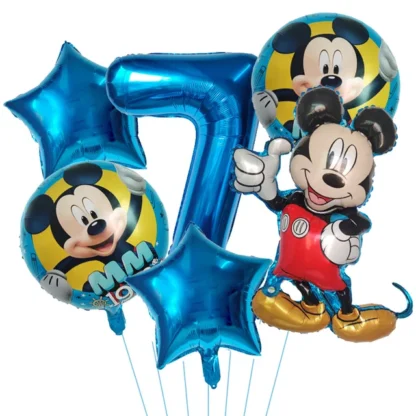 Set aranjament 6 baloane folie cu Cifra si figurina Mickey Mouse, albastru, bundle - imagine 8