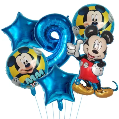 Set aranjament 6 baloane folie cu Cifra si figurina Mickey Mouse, albastru, bundle - imagine 10
