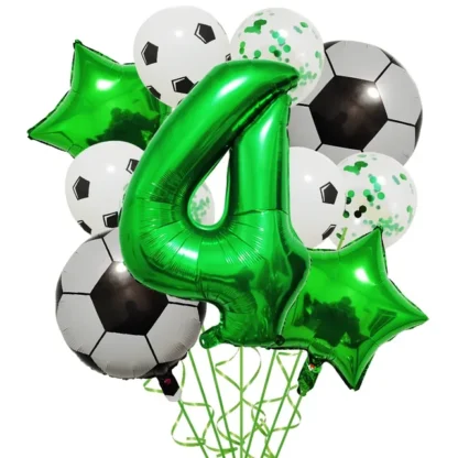 Set aranjament 6 baloane folie cu Cifra, tematica Fotbal / Ball Party, verde, bundle - imagine 5