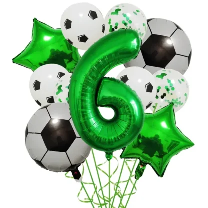 Set aranjament 6 baloane folie cu Cifra, tematica Fotbal / Ball Party, verde, bundle - imagine 7