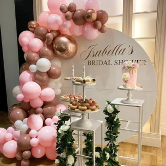 Set arcada cu 90 de baloane, in culori roz, somon, rose gold, alb