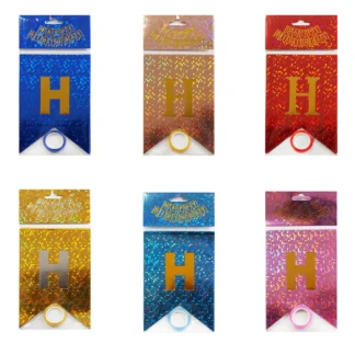 Ghirlanda aniversara decorativa Happy Birthday cu efect glitter