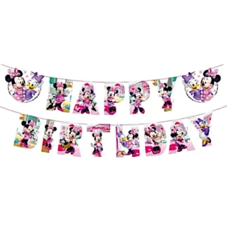 Ghirlanda Happy Birthday, cu Minnie si Duffy Duck